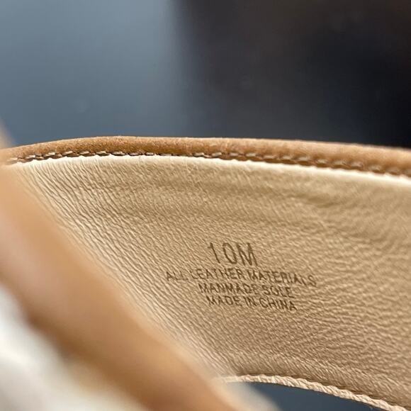 Antonio Melani Leather Beaded Berry Leaves Espadrille Wedge Sandals 10M Tan - Picture 11 of 11